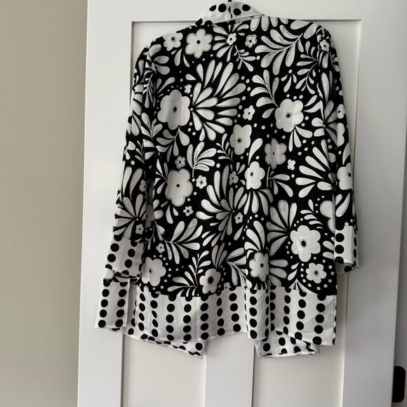 Ann Taylor Black and White Kimono Jacket Size Large NEW Open Jacket Career Silky - Picture 3 of 10